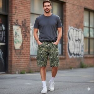 Levis 469 Loose 9" Shorts Men's 32 Camouflage Camo Print Casual Relaxed Fit New